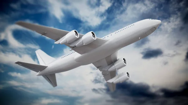 Airplane Cloudy Sky Illustration — Stock Photo, Image
