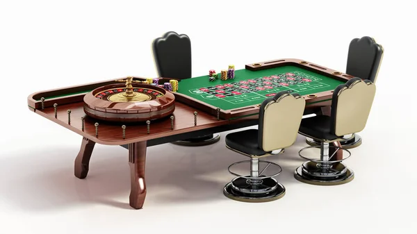 在白色背景上孤立的轮盘赌桌 3D插图 3D插图 — 图库照片