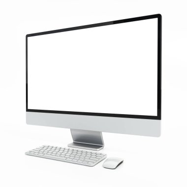 Beyaz arkaplanda genel kişisel bilgisayar izole edildi. 3B illüstrasyon.