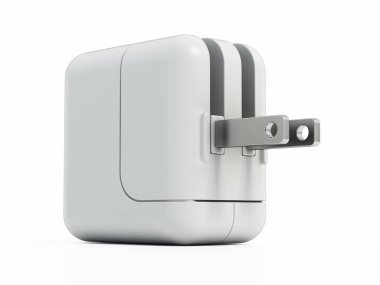 Çağdaş akıllı telefon hızlı şarj cihazı beyaz arka planda izole edildi. 3B illüstrasyon.