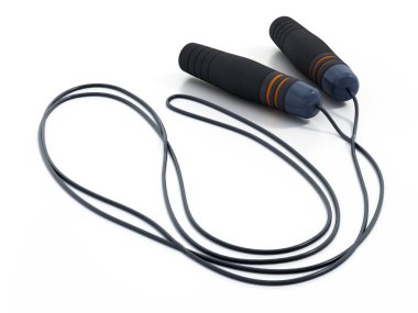 Beyaz arka planda izole edilmiş profesyonel atlama ipi. 3B illüstrasyon.