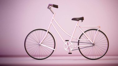 Yumuşak gölgeli klasik bir bisiklet. 3B illüstrasyon.