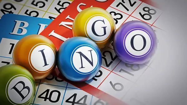 Bingo Oyun Kartları Tombala Kelimesi Oluşturan Toplar Illüstrasyon — Stok fotoğraf