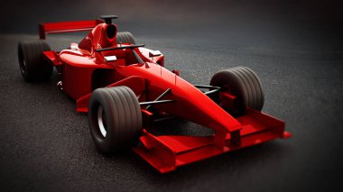 Siyah arka planda izole edilmiş genel yarış arabası. 3B illüstrasyon.