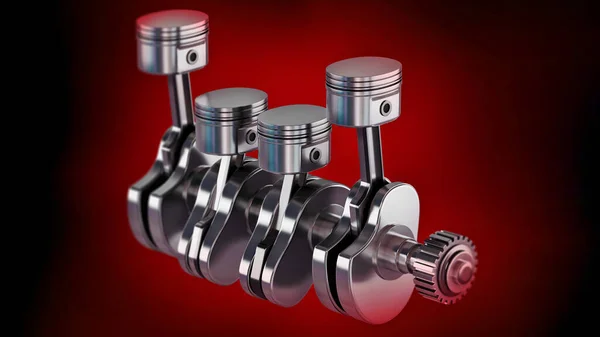 3D illustration of a car engine block and pistons. 3D illustration.