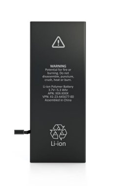 Yedek akıllı telefon pili beyaz arka planda izole edilmiştir. 3d illüstrasyon.