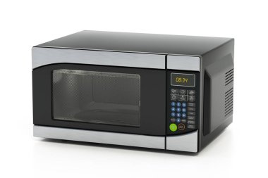 Mikrodalga fırın beyaz arka planda izole edilmiş. 3B illüstrasyon.