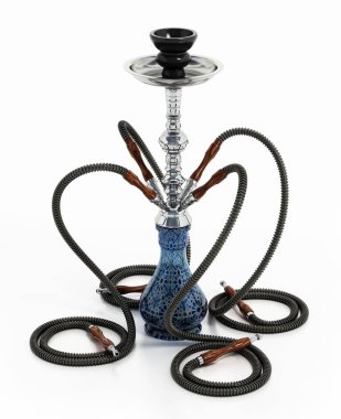 Nargile beyaz arka planda izole edilmiş. 3B illüstrasyon.