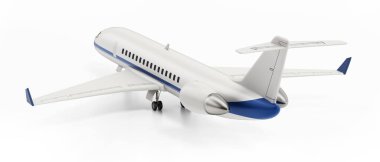Beyaz arka planda izole edilmiş özel jet uçağı. 3B illüstrasyon.