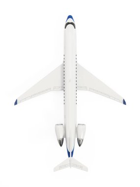 Beyaz arka planda izole edilmiş özel jet uçağı. 3B illüstrasyon.