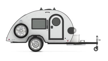 Gözyaşı karavanı beyaz arka planda izole edilmiş. 3B illüstrasyon.