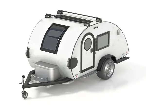 stock image Teardrop trailer isolated on white background. 3D illustration.