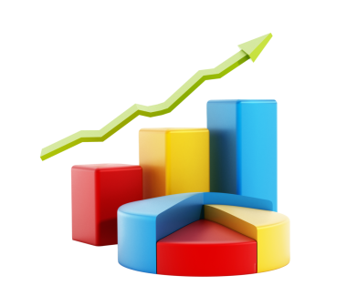 Şeffaf bir arkaplan üzerinde izole edilmiş bir grafiğin 3B görüntülenmesi.