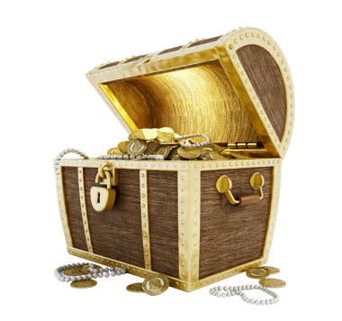 Şeffaf arkaplanda hazine sandığı