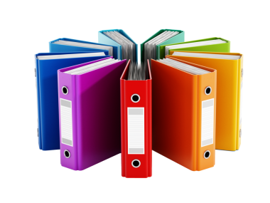 çok renkli klasörler üzerinde beyaz izole