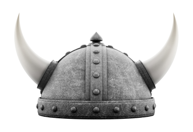 Beyaz arka planda izole edilmiş Viking miğferi. 3B illüstrasyon.