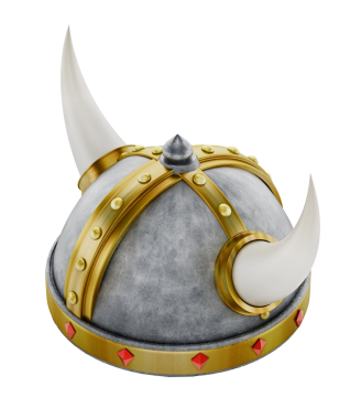 Beyaz arka planda izole edilmiş Viking miğferi. 3B illüstrasyon.