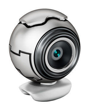 Genel bilgisayar webcam beyaz arkaplanda izole edildi. 3B illüstrasyon.