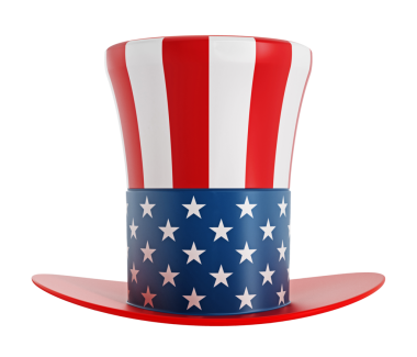 Amerikan bayrağı desenli şapka.