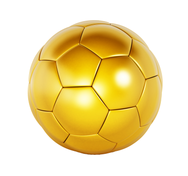 Beyaz arka plan üzerinde izole altın futbol