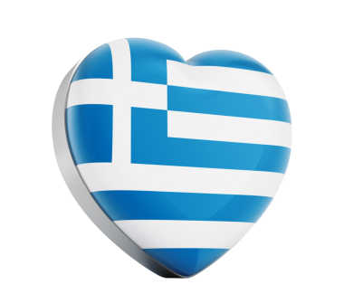 Yunan bayrağı şeklinde Yunanistan kalp sevmek.