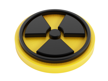 Şeffaf arkaplanda 3 boyutlu radyasyon işareti izole edildi