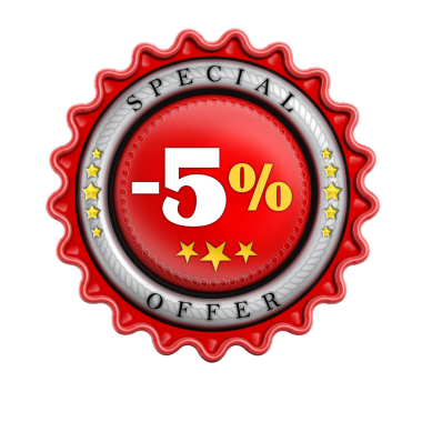 -% 5 'lik satış damgası beyaz arkaplanda izole edildi.