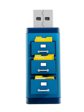 Mavi usb depolama aygıtı üzerindeki dosya çekmeceleri
