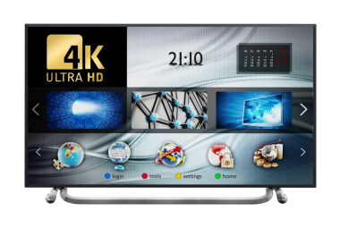 Beyaz arka plan üzerinde izole 4 k Ultra Hd televizyon. 3D çizim