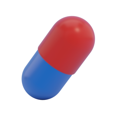 Şeffaf arkaplanda izole edilmiş çizgi film kapsülü hapı. 3B illüstrasyon