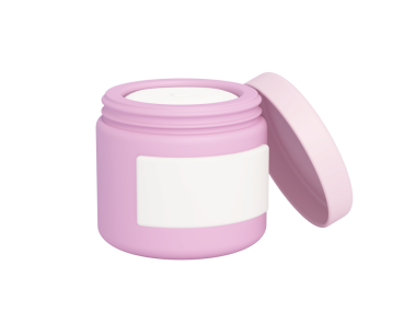 Şeffaf arkaplanda izole edilmiş çizgi film losyonu kavanozu. 3B illüstrasyon