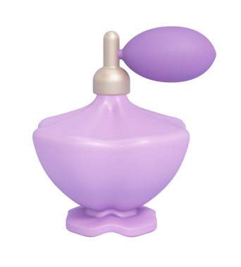 Şeffaf arka planda izole edilmiş çizgi film parfümü şişesi. 3B illüstrasyon