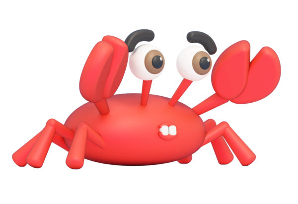 Gözleri olan komik kırmızı yengeç. vektör karikatür çizimi