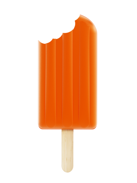 Portakal dondurma tahta sopa üzerinde. 3D çizim.