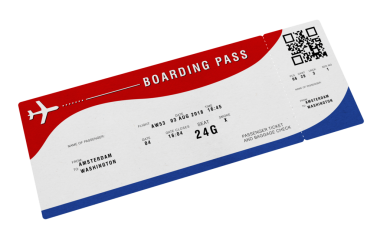 Biniş kartı hayali numaraları ve adları ile. 3D çizim.