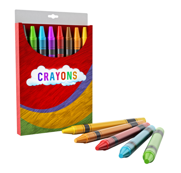 Beyaz arka plan üzerinde izole renkli boya kalemi. 3D çizim.