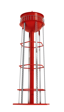 Beyaz arka plan üzerinde izole kırmızı su kulesi
