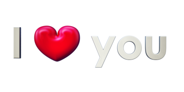 Metin mavi zemin üzerine kırmızı kalpli seni seviyorum. 3D çizim.