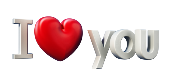 Metin mavi zemin üzerine kırmızı kalpli seni seviyorum. 3D çizim.