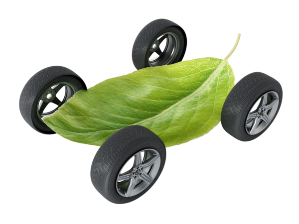 Yeşil yaprak dört tekerlekli. 3D çizim.