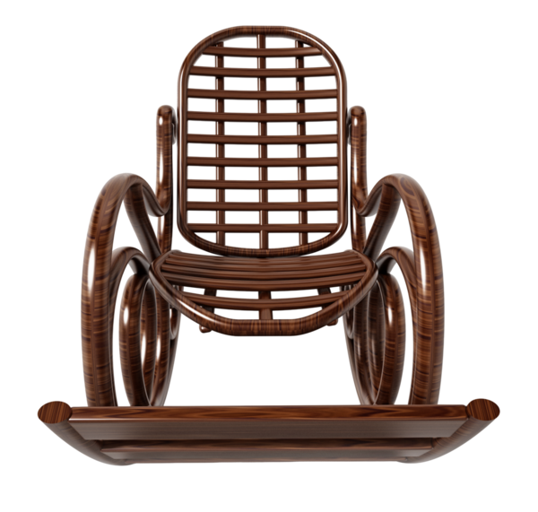 Tahta sallanan sandalye beyaz arka planda izole edilmiş. 3B illüstrasyon.