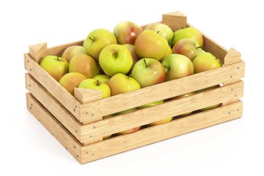 Apple crate isolated on white background. 3D illustration.