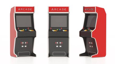 Arcade machine isolated on white background. 3D illustration.