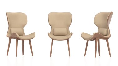 Retro chair isolated on white background. 3D illustration.