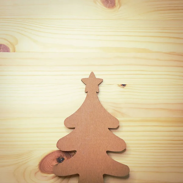 Weihnachtsbaum Aus Holz Auf Dem Tisch Gestaltung Der Feier — Stockfoto