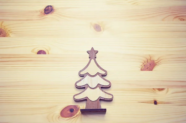 Albero Natale Legno Sul Tavolo Progettazione Celebrazione — Foto Stock