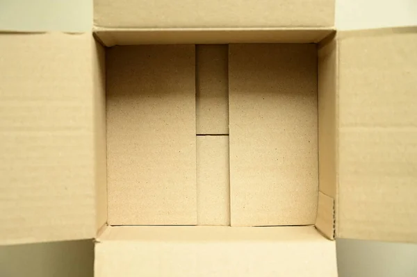 Embalagem Caixa Papel Marrom Para Design — Fotografia de Stock