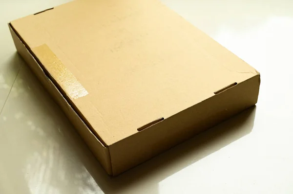 Embalagem Caixa Marrom Para Transporte Papel Texturizado — Fotografia de Stock