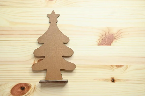 Árvore Natal Madeira Mesa Design Celebração — Fotografia de Stock