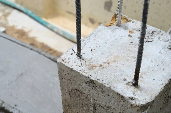 Steelbar Cement Pole Cement Floor Construction Industry — Stock Photo, Image